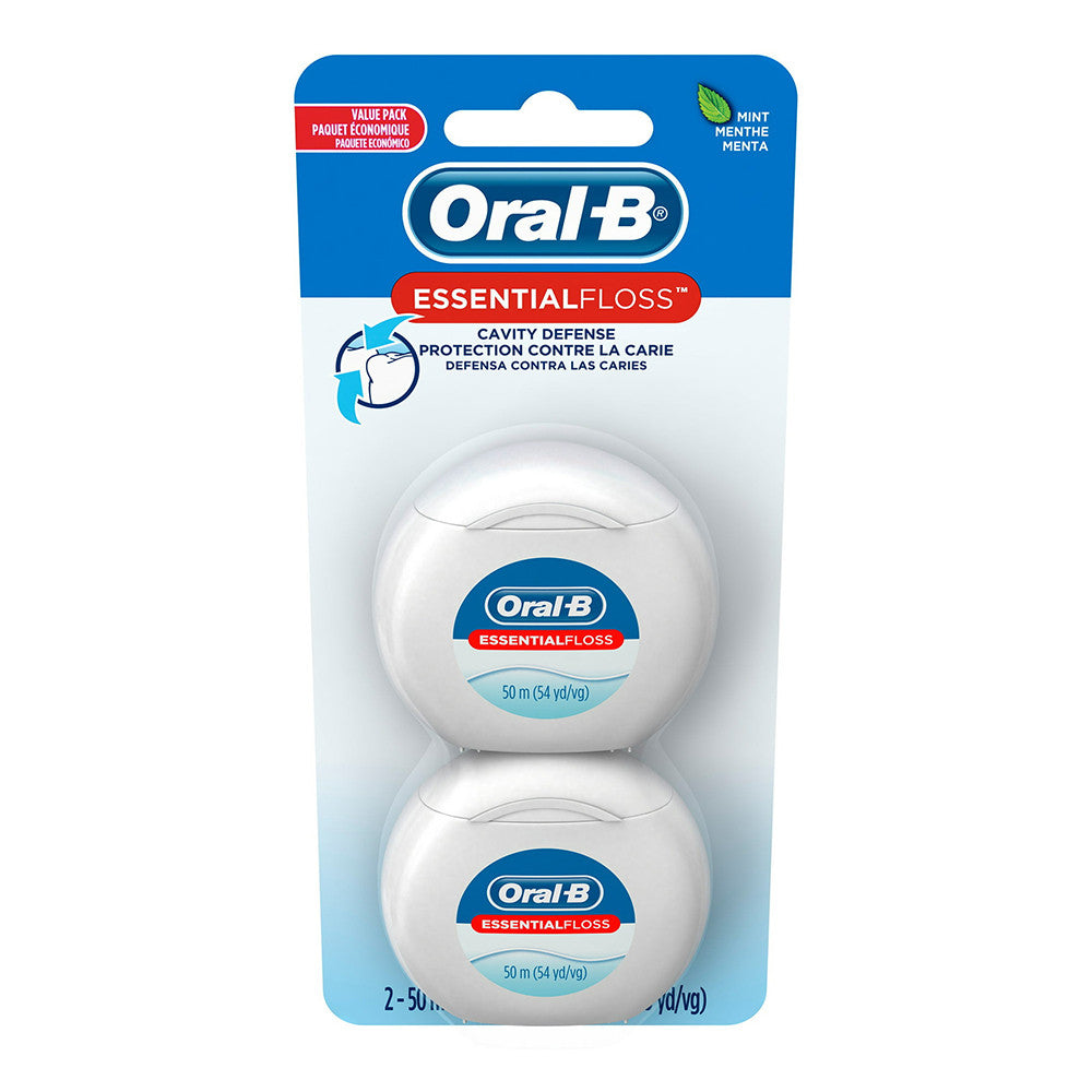 Oral-B Essential Dental Floss Mint Cavity Defense, Twin Pack, 50 M X 2 Ea